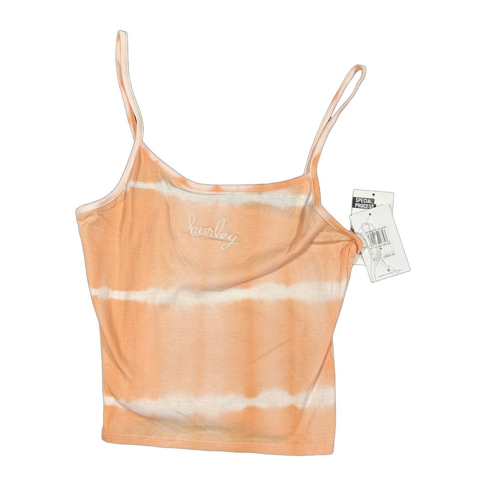 Hurley Crop Tank Womens Orange White Tie Dye Cropped Cami Script Logo Medium